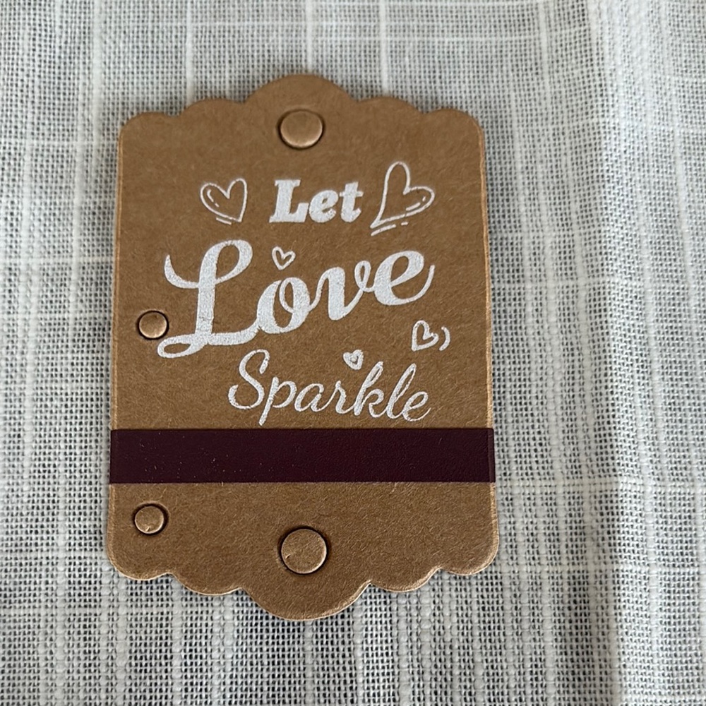 Brown and White Scalloped Favors Tags Let Love Sparkle